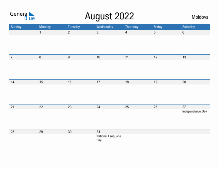 Fillable August 2022 Calendar