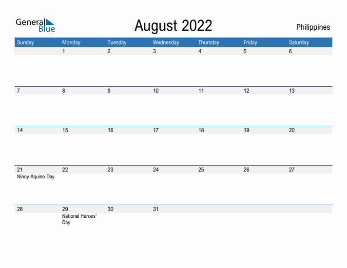 Fillable August 2022 Calendar