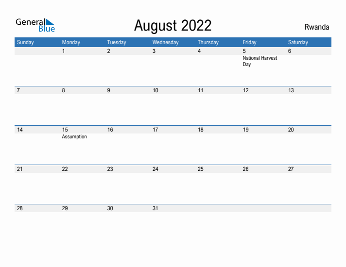 Fillable August 2022 Calendar