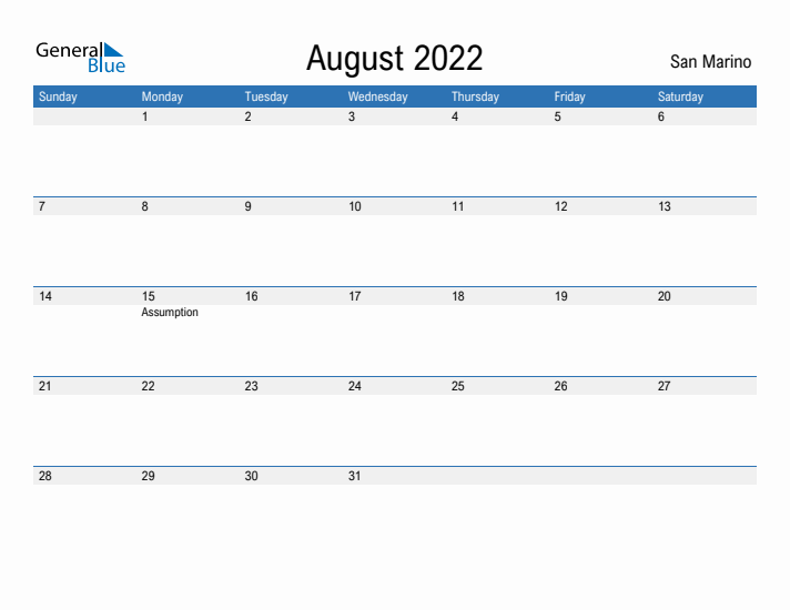 Fillable August 2022 Calendar