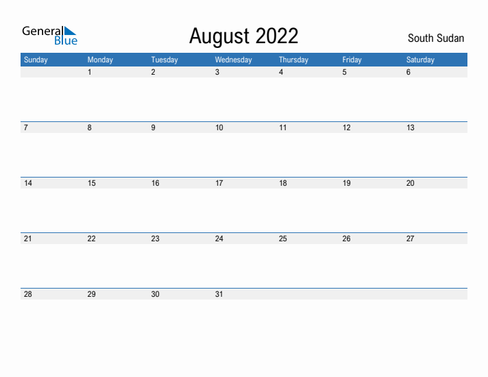 Fillable August 2022 Calendar