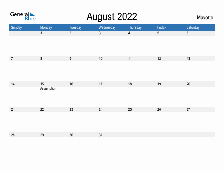 Fillable August 2022 Calendar