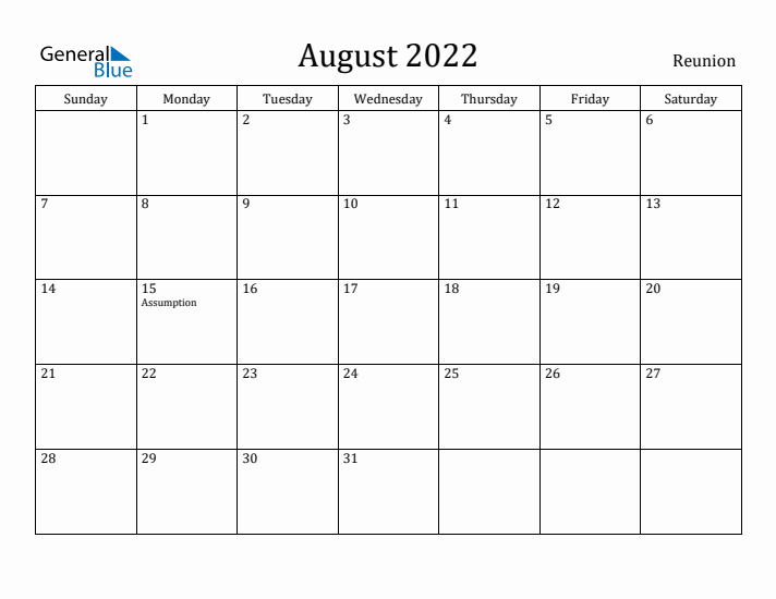 August 2022 Calendar Reunion