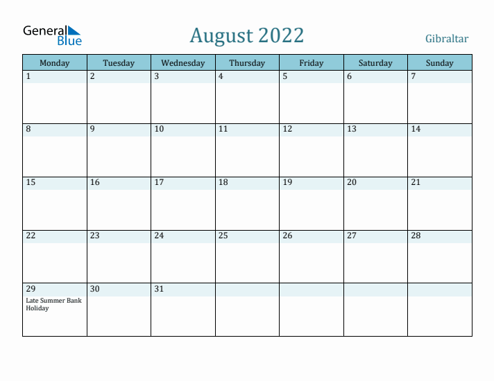 August 2022 Calendar with Holidays