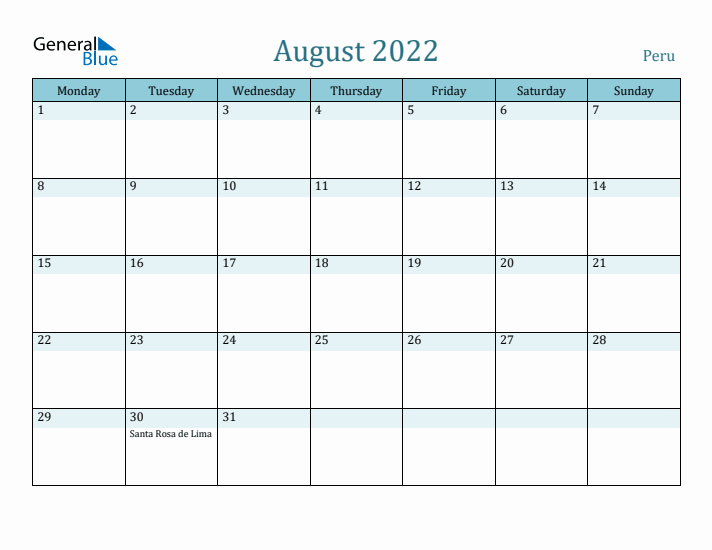 August 2022 Calendar with Holidays