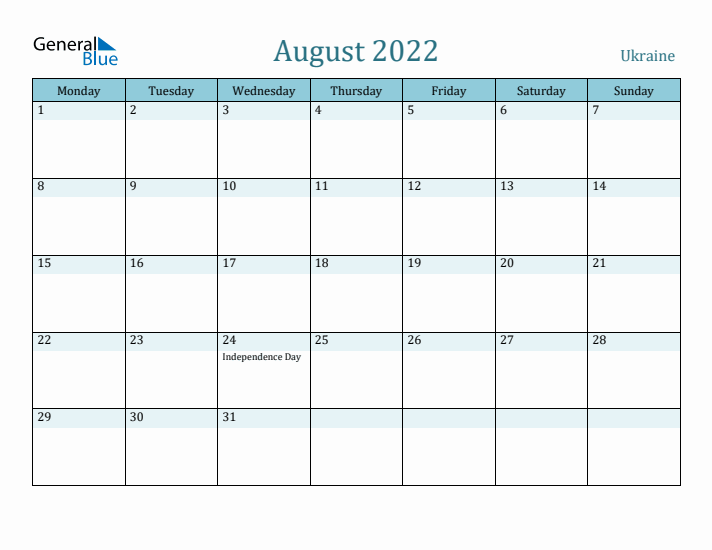 August 2022 Calendar with Holidays