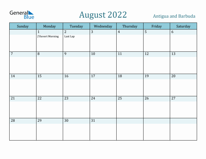 August 2022 Calendar with Holidays