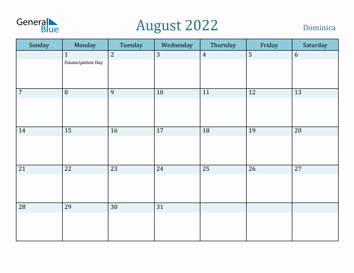 August 2022 Calendar with Holidays