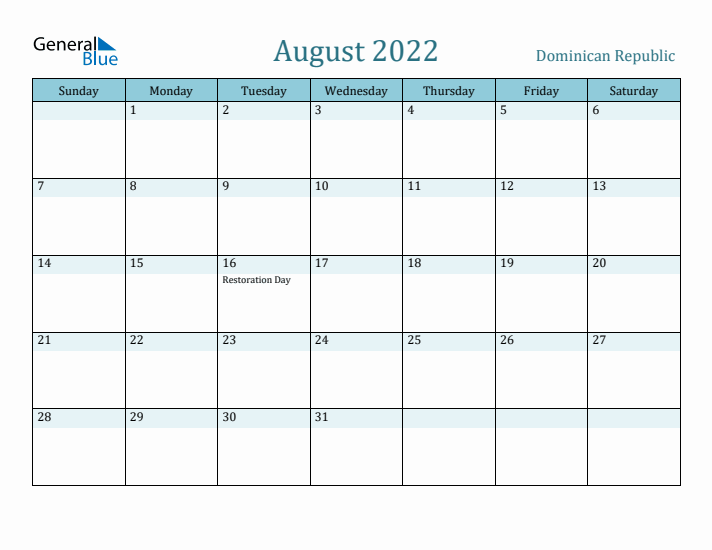 August 2022 Calendar with Holidays