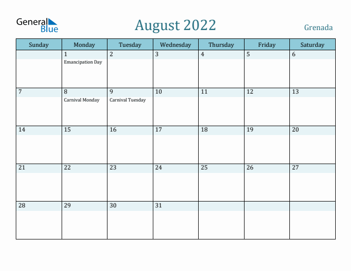 August 2022 Calendar with Holidays