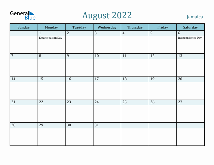 August 2022 Calendar with Holidays