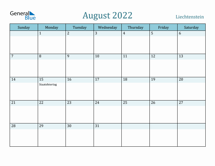 August 2022 Calendar with Holidays