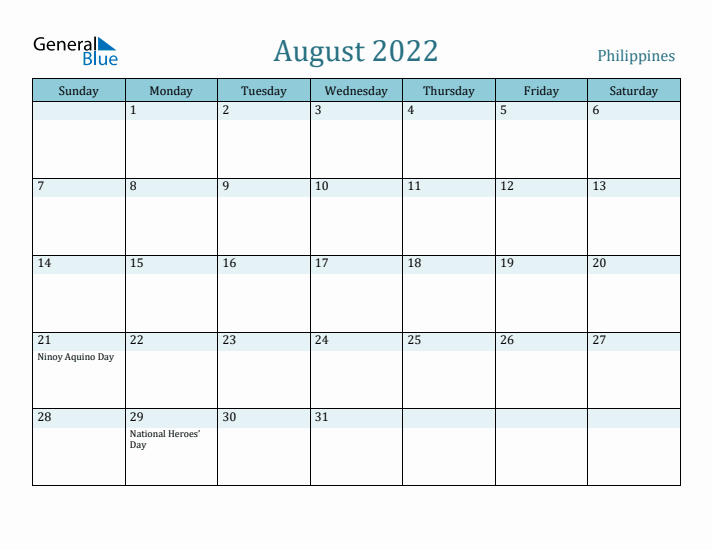 August 2022 Calendar with Holidays