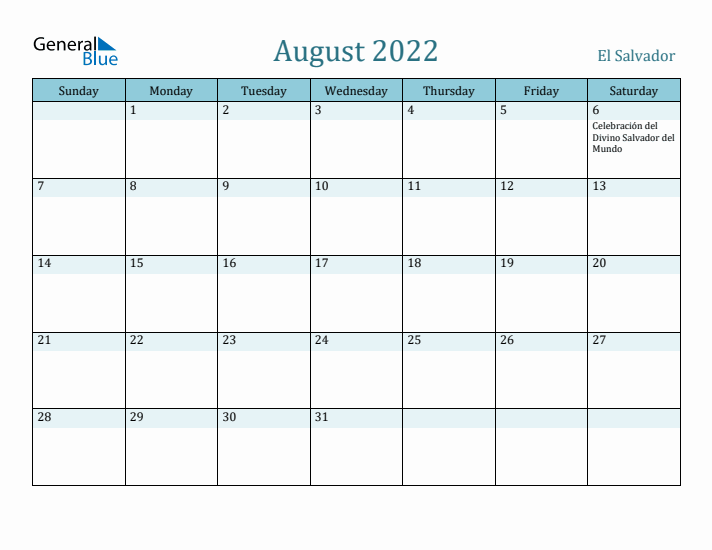 August 2022 Calendar with Holidays