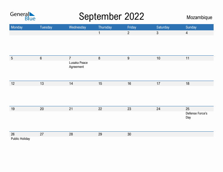 Fillable September 2022 Calendar