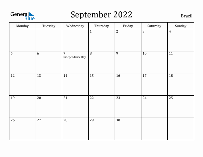 September 2022 Calendar Brazil