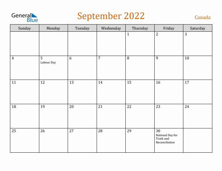 September 2022 Holiday Calendar with Sunday Start