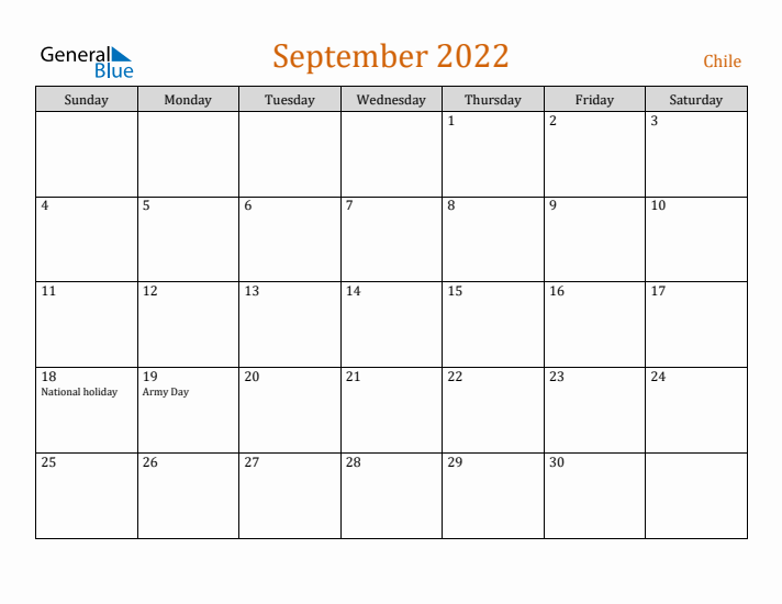 September 2022 Holiday Calendar with Sunday Start