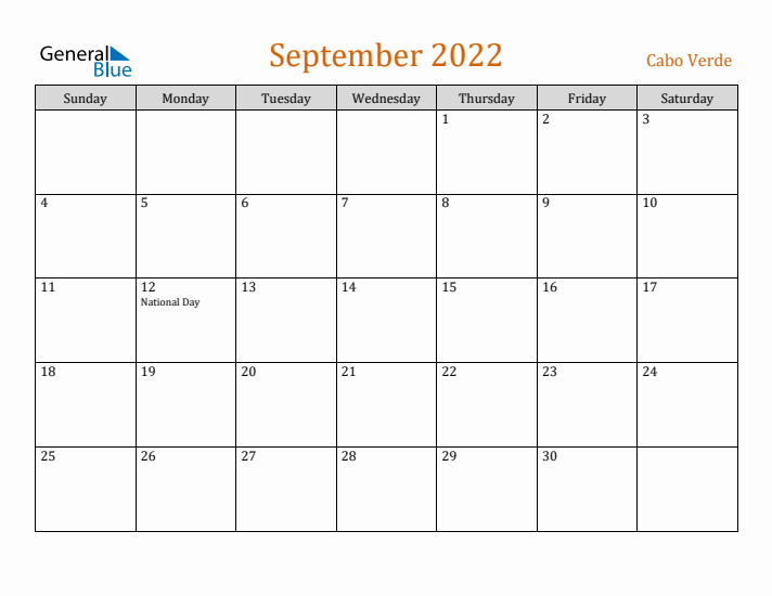 September 2022 Holiday Calendar with Sunday Start