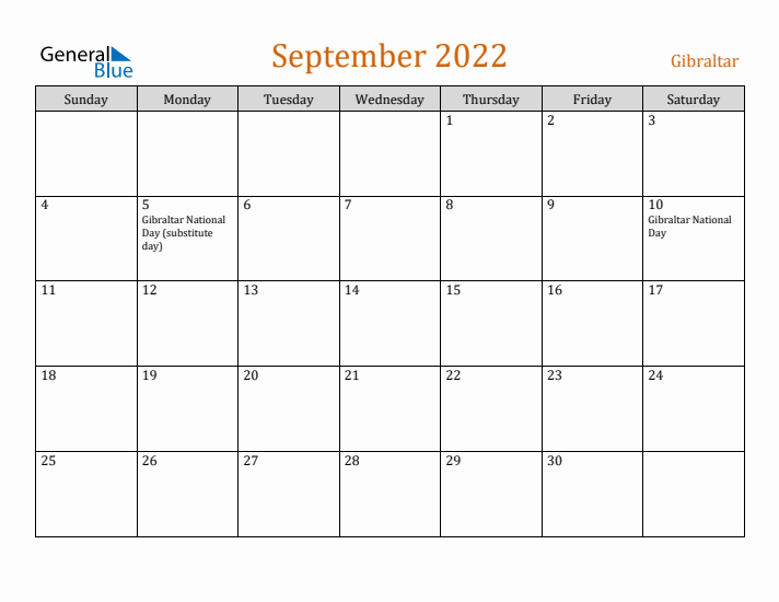 September 2022 Holiday Calendar with Sunday Start