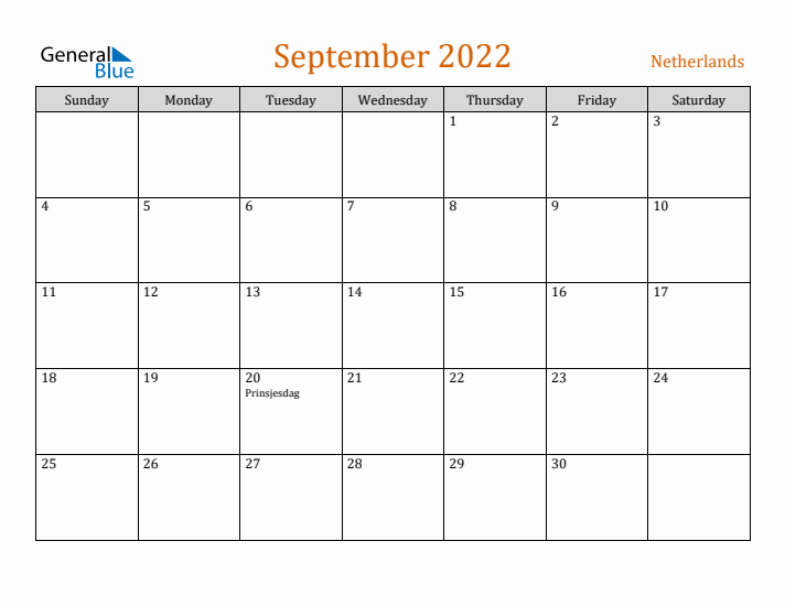 September 2022 Holiday Calendar with Sunday Start