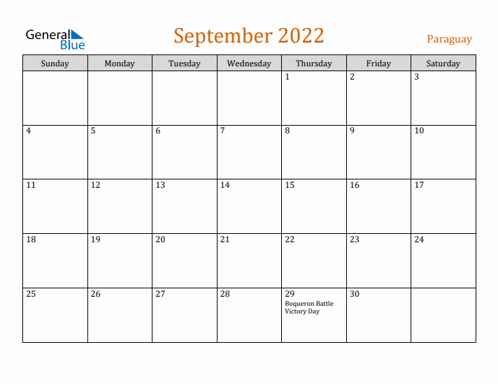 September 2022 Holiday Calendar with Sunday Start