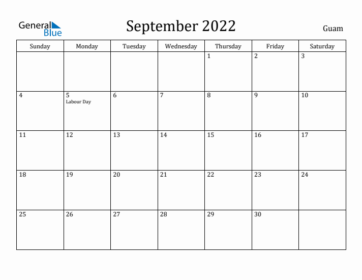 September 2022 Calendar Guam