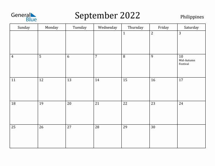 September 2022 Calendar Philippines