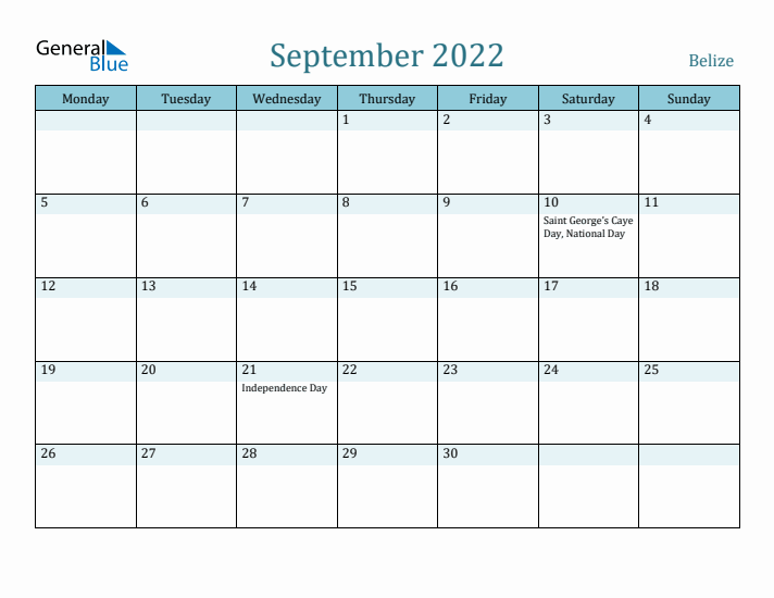 September 2022 Calendar with Holidays