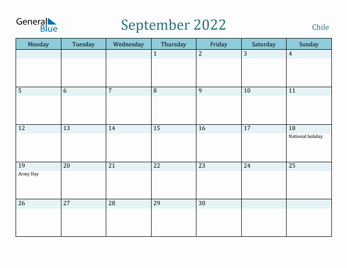 September 2022 Calendar with Holidays