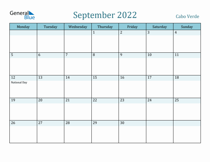 September 2022 Calendar with Holidays