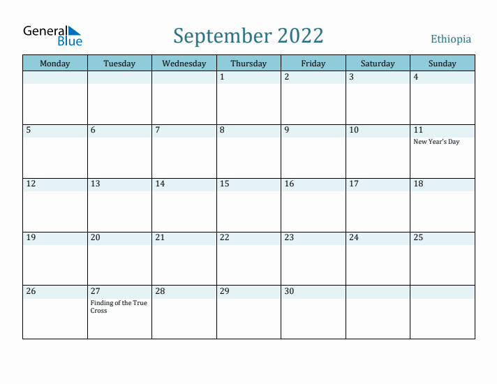 September 2022 Calendar with Holidays