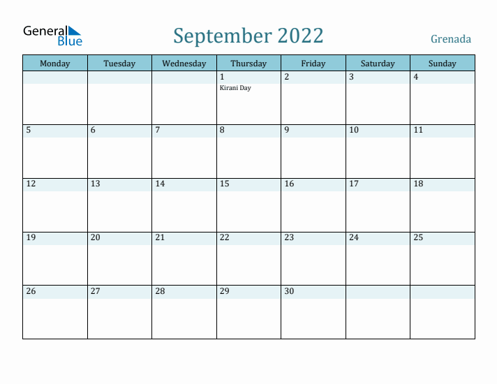 September 2022 Calendar with Holidays