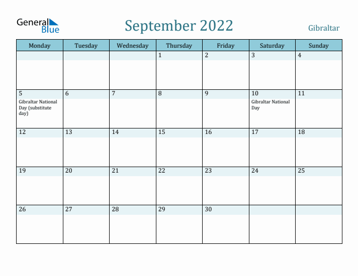 September 2022 Calendar with Holidays