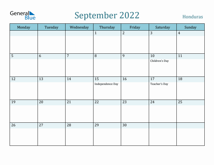 September 2022 Calendar with Holidays