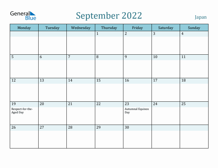 September 2022 Calendar with Holidays