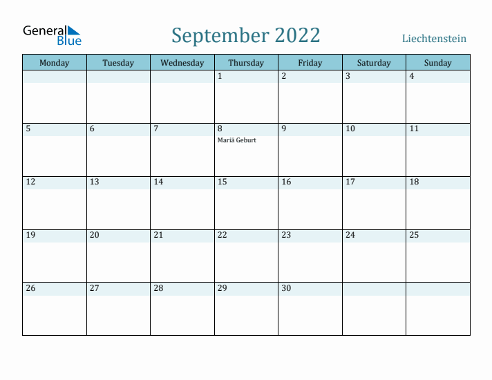 September 2022 Calendar with Holidays