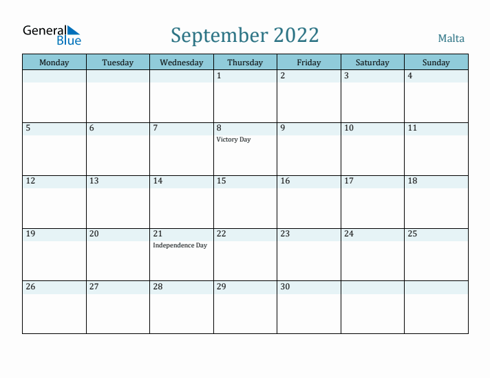 September 2022 Calendar with Holidays