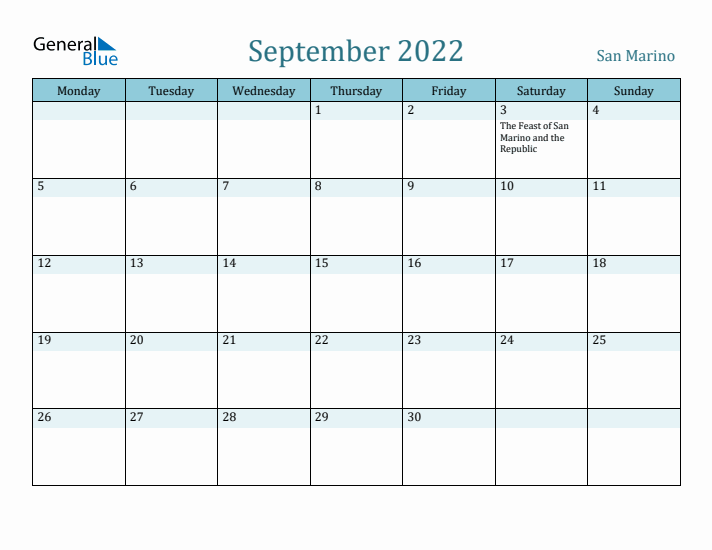 September 2022 Calendar with Holidays