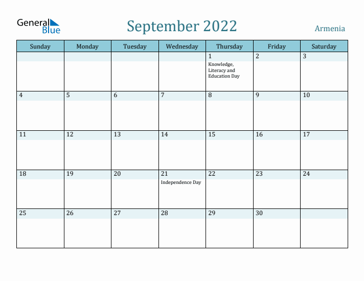 September 2022 Calendar with Holidays