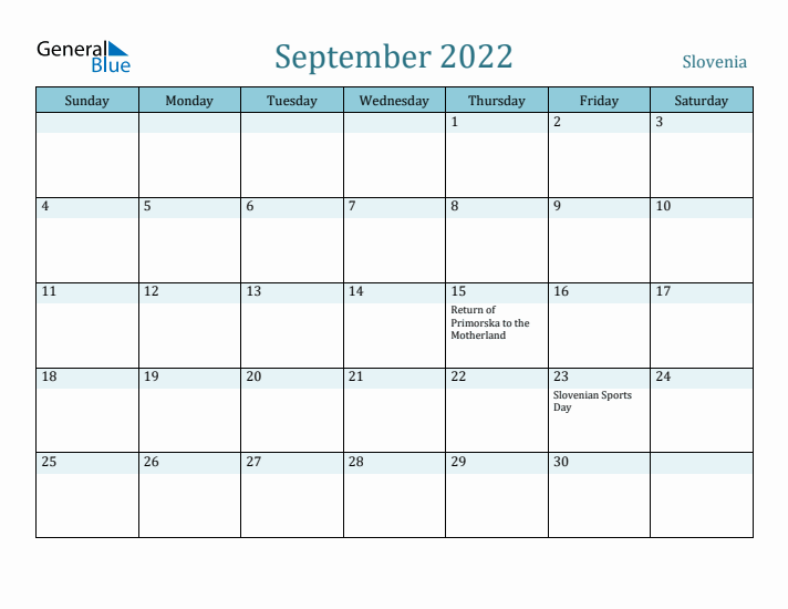 September 2022 Calendar with Holidays