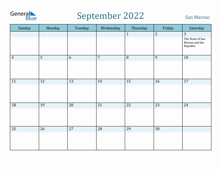 September 2022 Calendar with Holidays