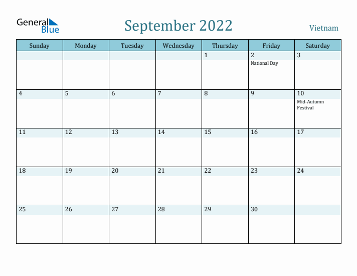 September 2022 Calendar with Holidays