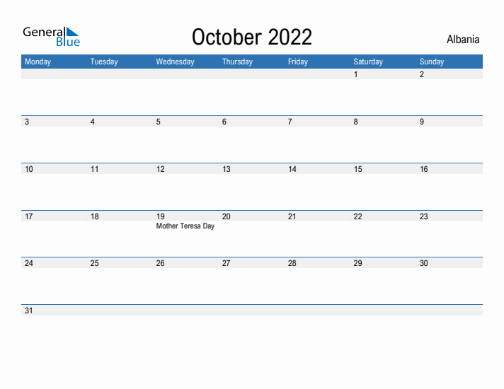 Fillable October 2022 Calendar