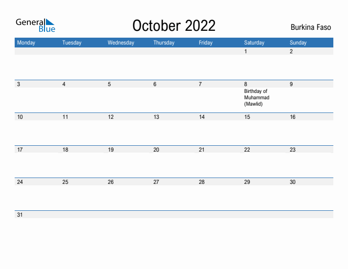 Fillable October 2022 Calendar