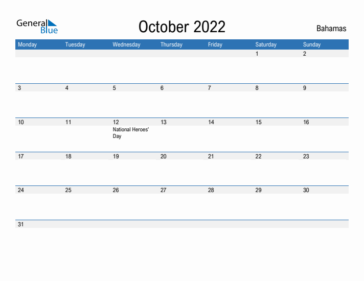 Fillable October 2022 Calendar