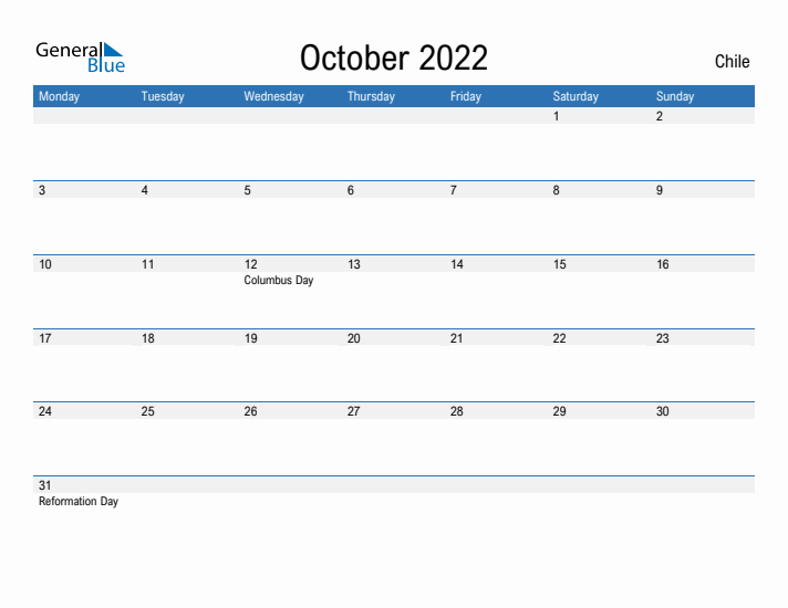 Fillable October 2022 Calendar