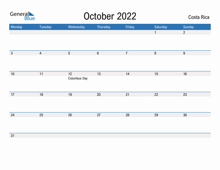 Fillable October 2022 Calendar