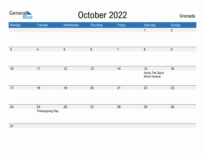 Fillable October 2022 Calendar