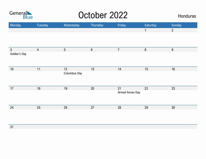 Fillable October 2022 Calendar